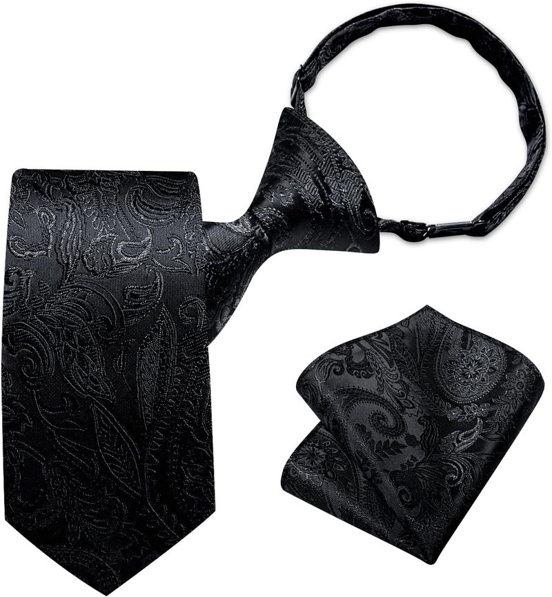 DiBanGu Boys Pre-tied Neckties and Pocket Square Set Adjustable Strap Tie for Kids Wedding Party Graduation School Uniforms - Image 1